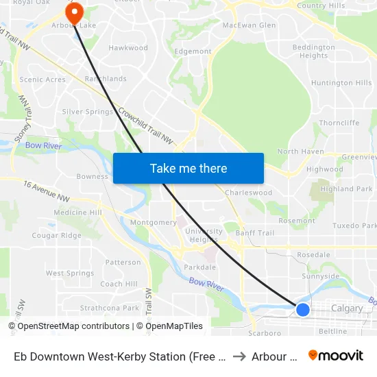 Eb Downtown West-Kerby Station (Free Fare Zone) to Arbour Lake map