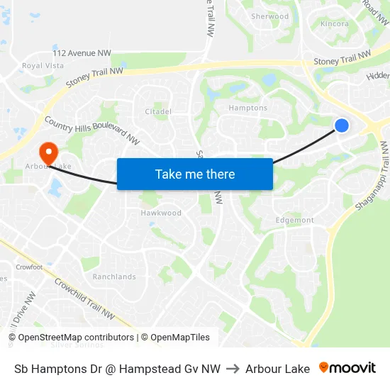 Sb Hamptons Dr @ Hampstead Gv NW to Arbour Lake map