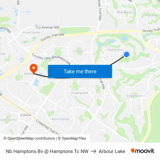 Nb Hamptons Bv @ Hamptons Tc NW to Arbour Lake map