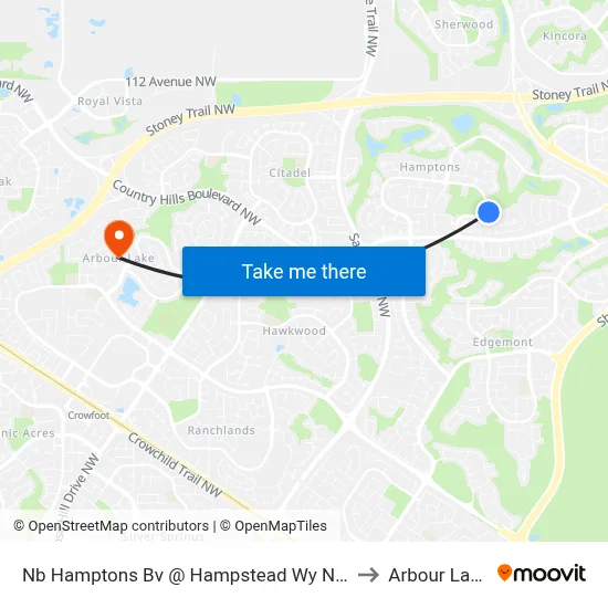 Nb  Hamptons Bv @ Hampstead Wy NW to Arbour Lake map