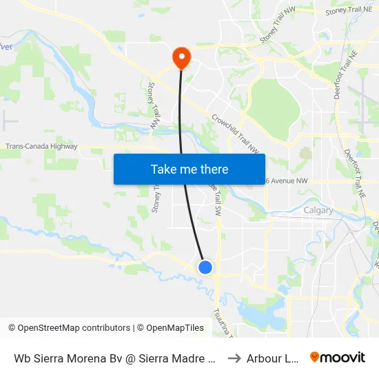 Wb Sierra Morena Bv @ Sierra Madre Cr SW to Arbour Lake map