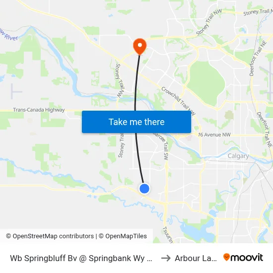 Wb Springbluff Bv @ Springbank Wy SW to Arbour Lake map