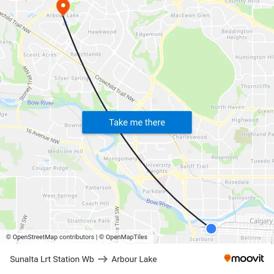 Sunalta Lrt Station Wb to Arbour Lake map