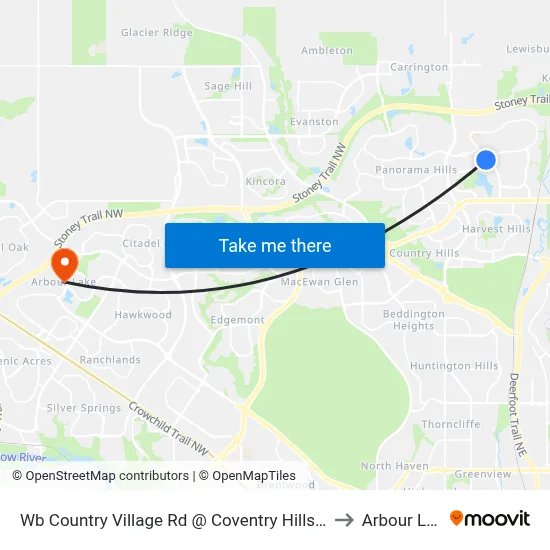 Wb Country Village Rd @ Coventry Hills Wy NE to Arbour Lake map