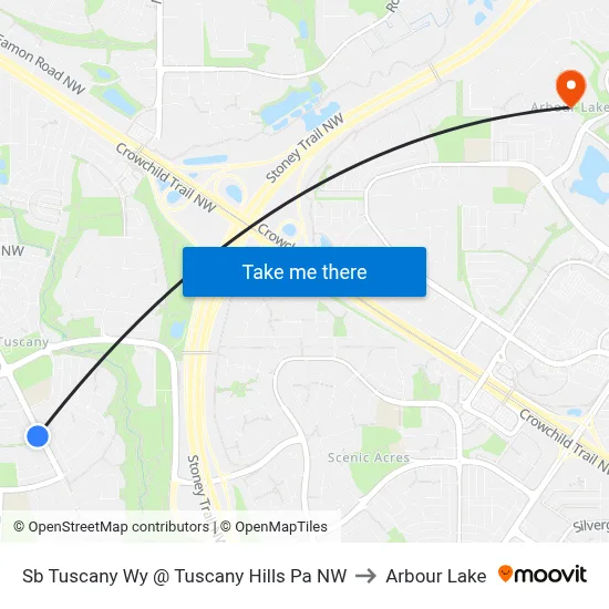 Sb  Tuscany Wy @ Tuscany Hills Pa NW to Arbour Lake map