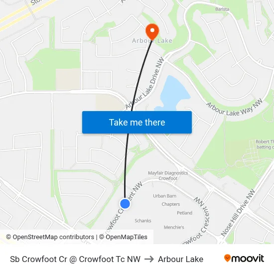 Sb  Crowfoot Cr @  Crowfoot Tc NW to Arbour Lake map
