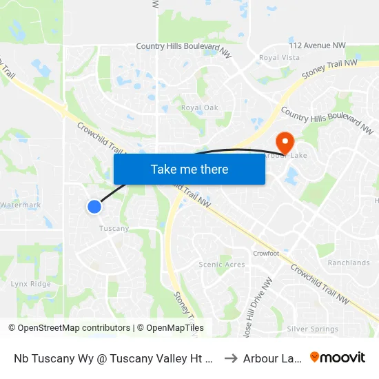 Nb Tuscany  Wy @ Tuscany Valley Ht NW to Arbour Lake map
