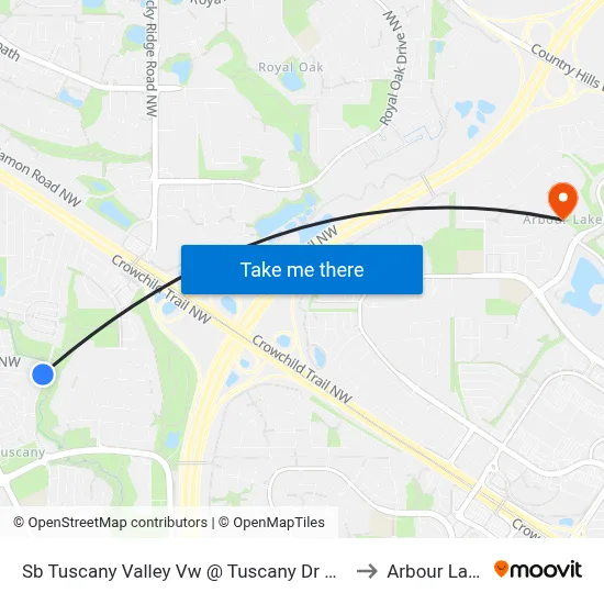 Sb Tuscany Valley Vw @ Tuscany  Dr NW to Arbour Lake map