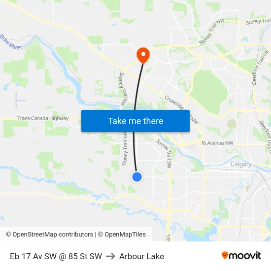 Eb 17 Av SW @ 85 St SW to Arbour Lake map