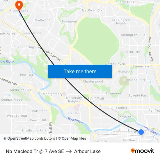 Nb Macleod Tr @ 7 Ave SE to Arbour Lake map