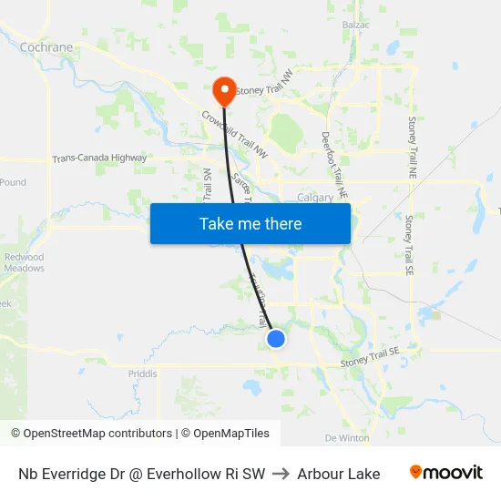 Nb  Everridge Dr @ Everhollow Ri SW to Arbour Lake map