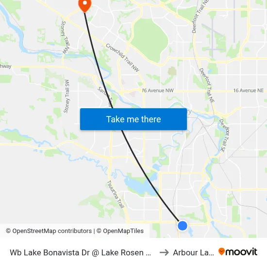 Wb Lake Bonavista Dr @ Lake Rosen Cr SE to Arbour Lake map