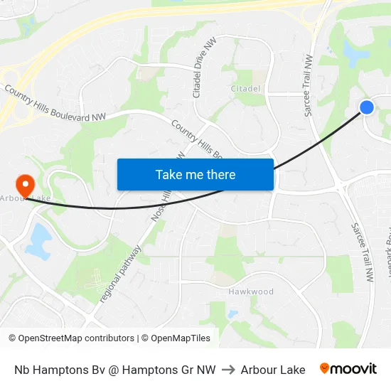 Nb Hamptons Bv @ Hamptons Gr NW to Arbour Lake map