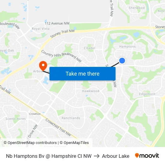 Nb Hamptons Bv @ Hampshire Cl NW to Arbour Lake map
