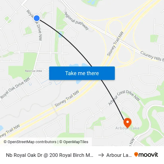 Nb Royal Oak Dr @ 200 Royal Birch Me NW to Arbour Lake map