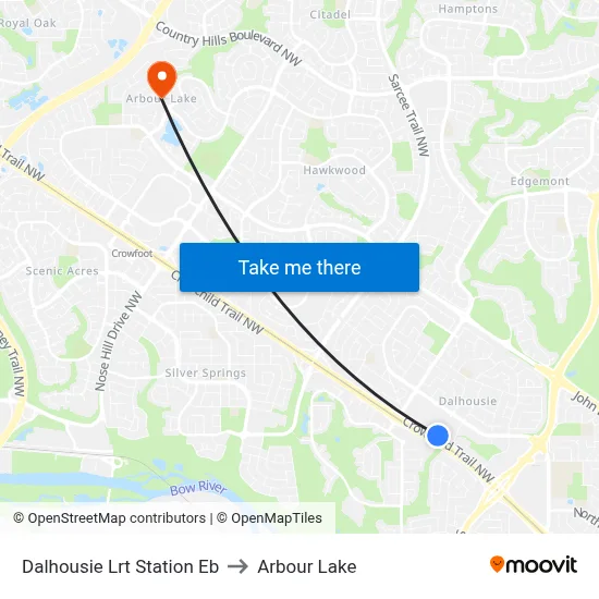 Dalhousie Lrt Station Eb to Arbour Lake map