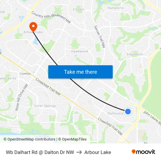 Wb Dalhart Rd @ Dalton Dr NW to Arbour Lake map