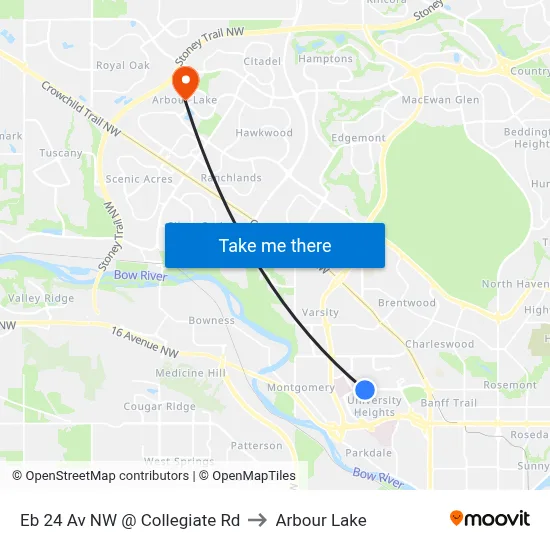 Eb 24 Av NW @ Collegiate Rd to Arbour Lake map