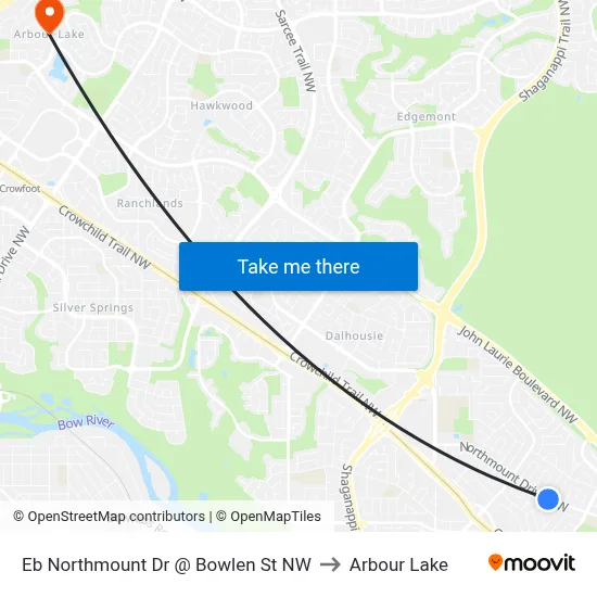 Eb Northmount Dr @ Bowlen St NW to Arbour Lake map