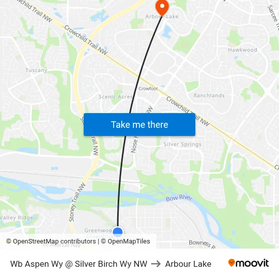 Wb Aspen Wy @ Silver Birch Wy NW to Arbour Lake map