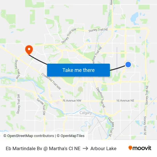 Eb Martindale Bv @ Martha's Cl NE to Arbour Lake map