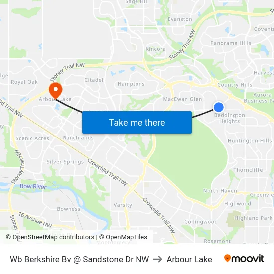 Wb Berkshire Bv @ Sandstone Dr NW to Arbour Lake map