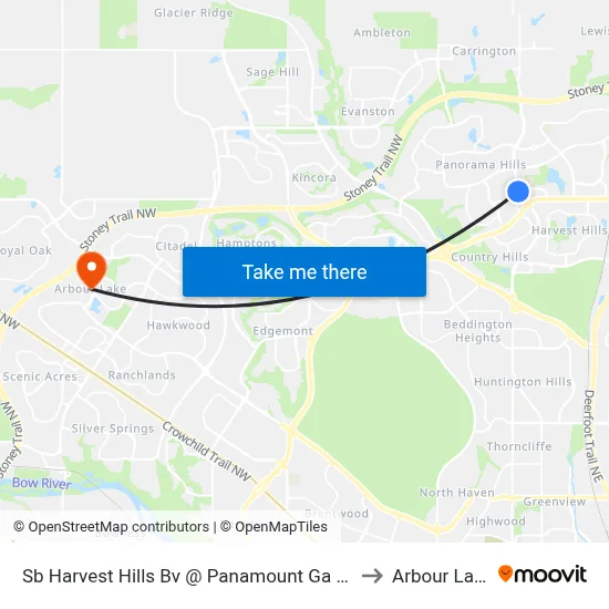 Sb Harvest Hills Bv @ Panamount Ga NW to Arbour Lake map