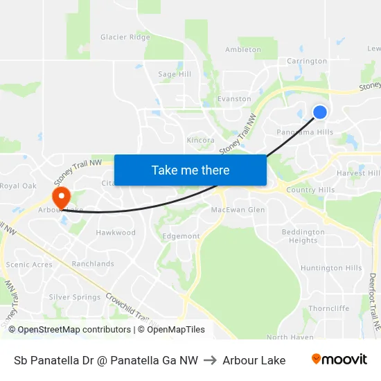 Sb Panatella Dr @ Panatella Ga NW to Arbour Lake map