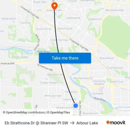 Eb Strathcona Dr @ Stranraer Pl SW to Arbour Lake map