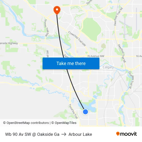 Wb 90 Av SW @ Oakside Ga to Arbour Lake map