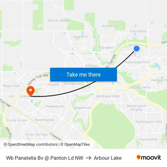 Wb Panatella Bv @ Panton Ld NW to Arbour Lake map