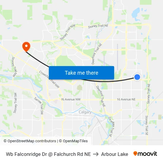 Wb Falconridge Dr @ Falchurch Rd NE to Arbour Lake map