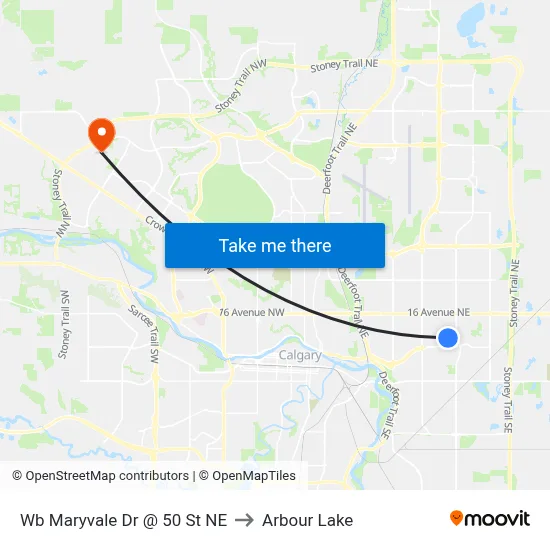 Wb Maryvale Dr @ 50 St NE to Arbour Lake map