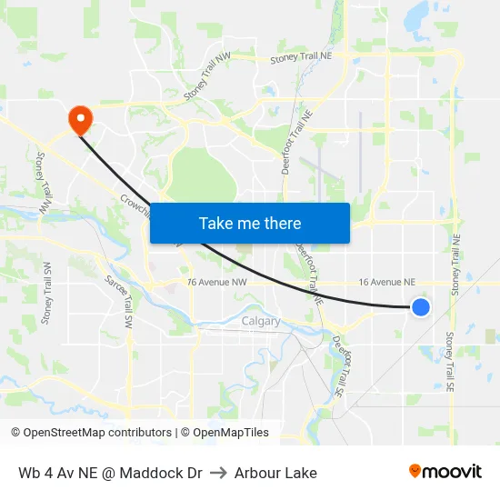 Wb 4 Av NE @ Maddock Dr to Arbour Lake map