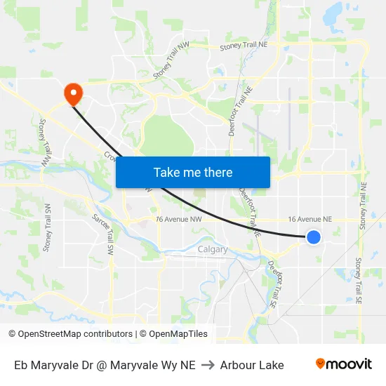 Eb Maryvale Dr @ Maryvale Wy NE to Arbour Lake map