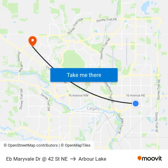 Eb Maryvale Dr @ 42 St NE to Arbour Lake map