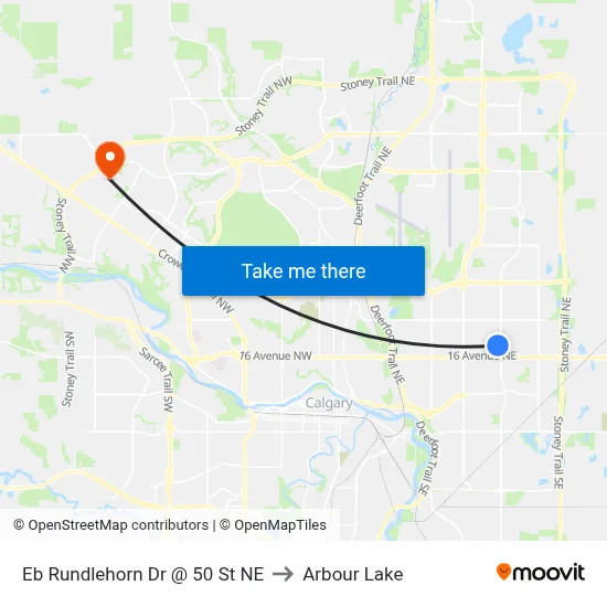Eb Rundlehorn Dr @ 50 St NE to Arbour Lake map