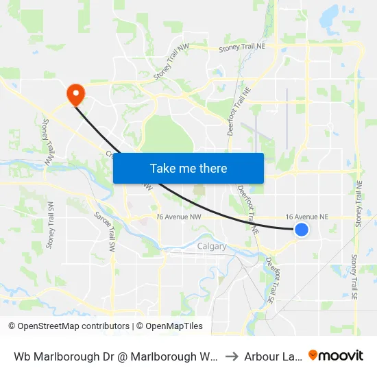 Wb Marlborough Dr @ Marlborough Wy NE to Arbour Lake map