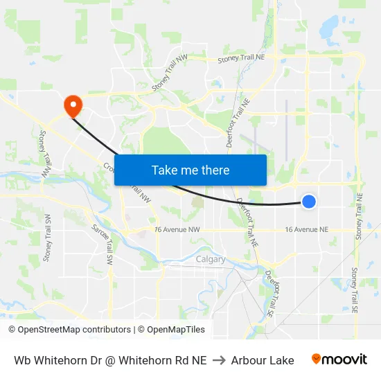 Wb Whitehorn Dr @ Whitehorn Rd NE to Arbour Lake map