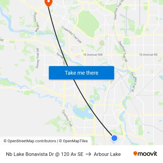 Nb Lake Bonavista Dr @ 120 Av SE to Arbour Lake map