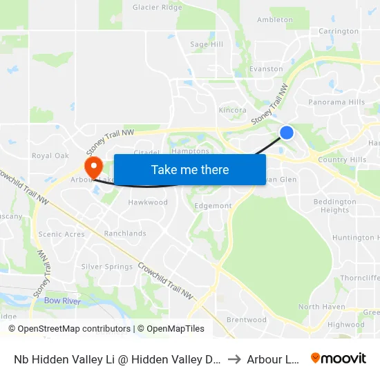 Nb Hidden Valley Li @ Hidden Valley Dr NW to Arbour Lake map