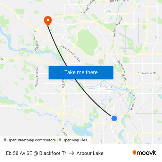 Eb 58 Av SE @ Blackfoot Tr to Arbour Lake map