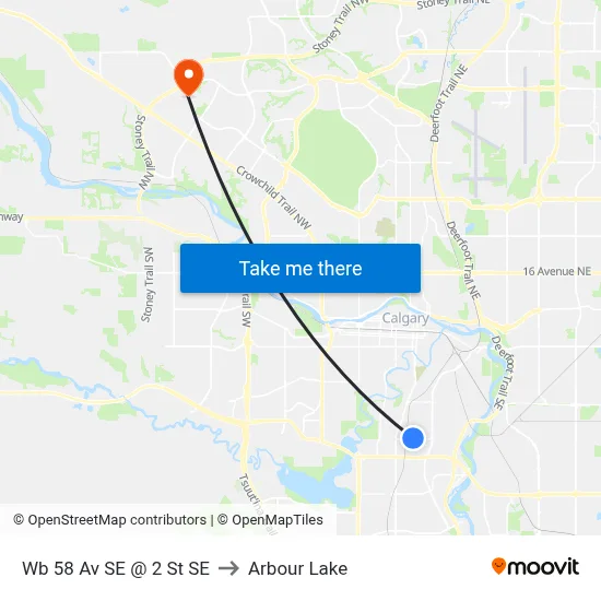 Wb 58 Av SE @ 2 St SE to Arbour Lake map