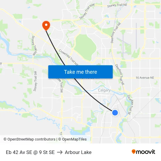 Eb 42 Av SE @ 9 St SE to Arbour Lake map