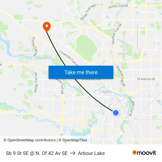 Sb 9 St SE @ N. Of 42 Av SE to Arbour Lake map