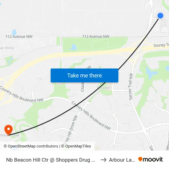 Nb Beacon Hill Ctr @ Shoppers Drug Mart to Arbour Lake map