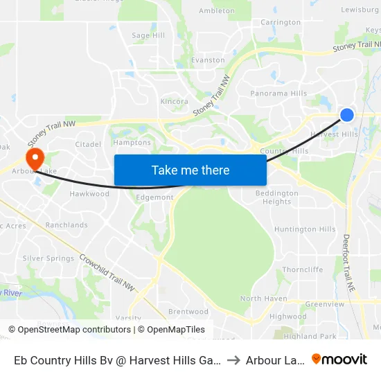 Eb Country Hills Bv @ Harvest Hills Ga NE to Arbour Lake map
