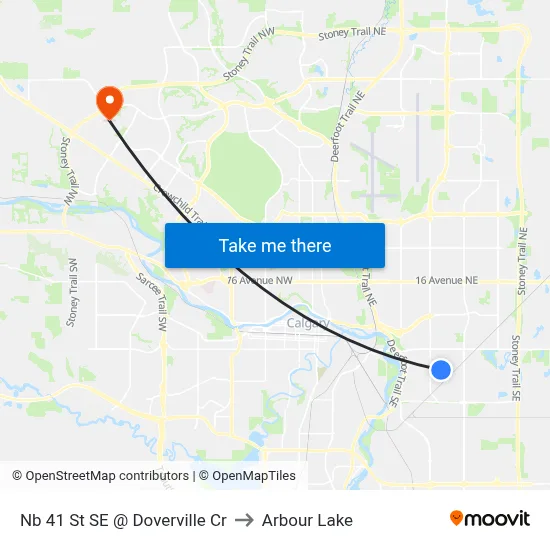Nb 41 St SE @ Doverville Cr to Arbour Lake map
