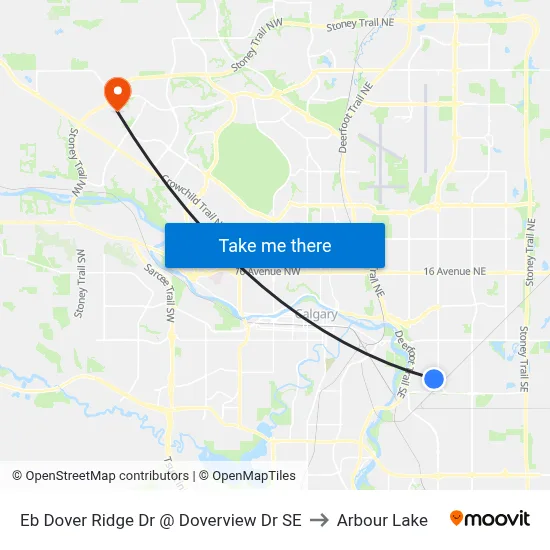 Eb Dover Ridge Dr @ Doverview Dr SE to Arbour Lake map