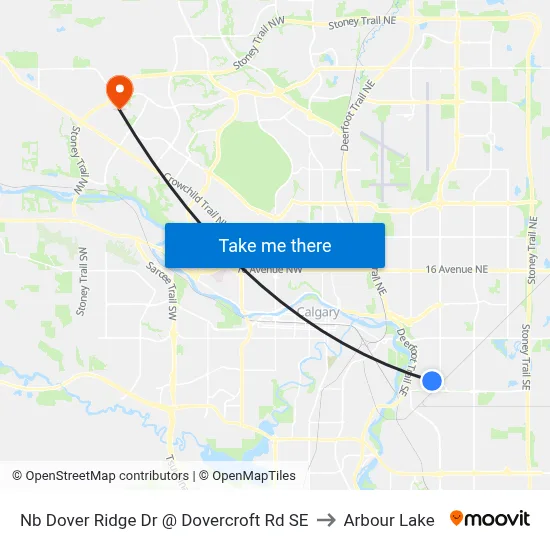 Nb Dover Ridge Dr @ Dovercroft Rd SE to Arbour Lake map